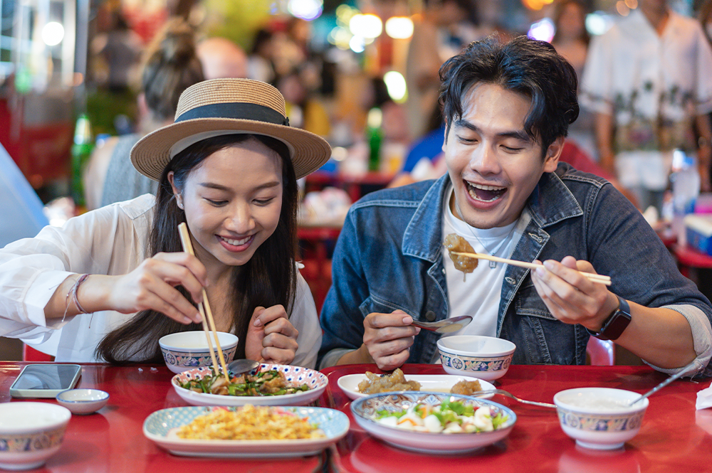 A couple eating out