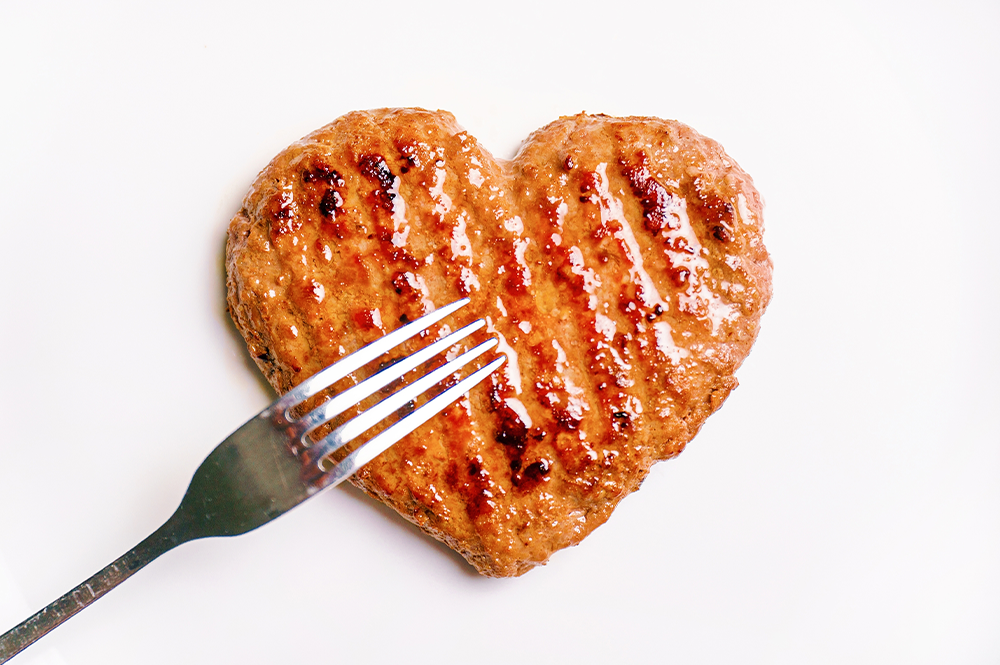 heart shaped grilled patty