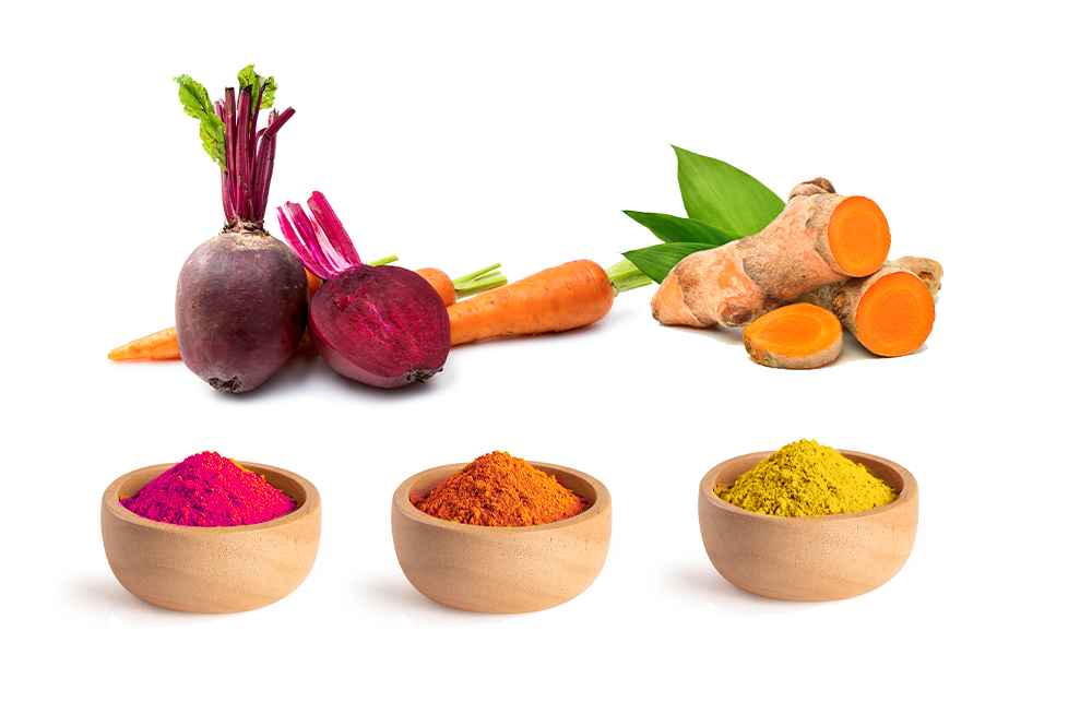 natural food color extracted from turmeric, carrot and beetroot