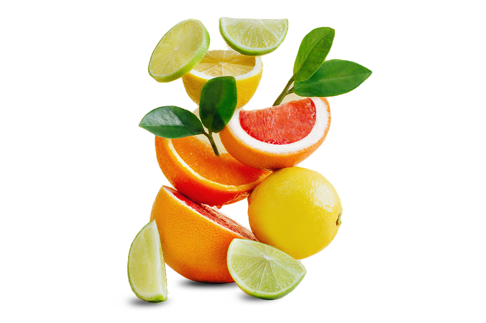 Slices of oranges, lime & lemon