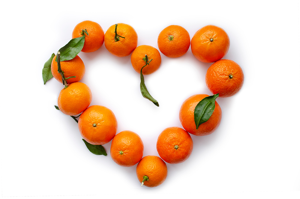 heart shape made of oranges